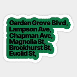 We took a trip to Garden Grove (Black) Sticker